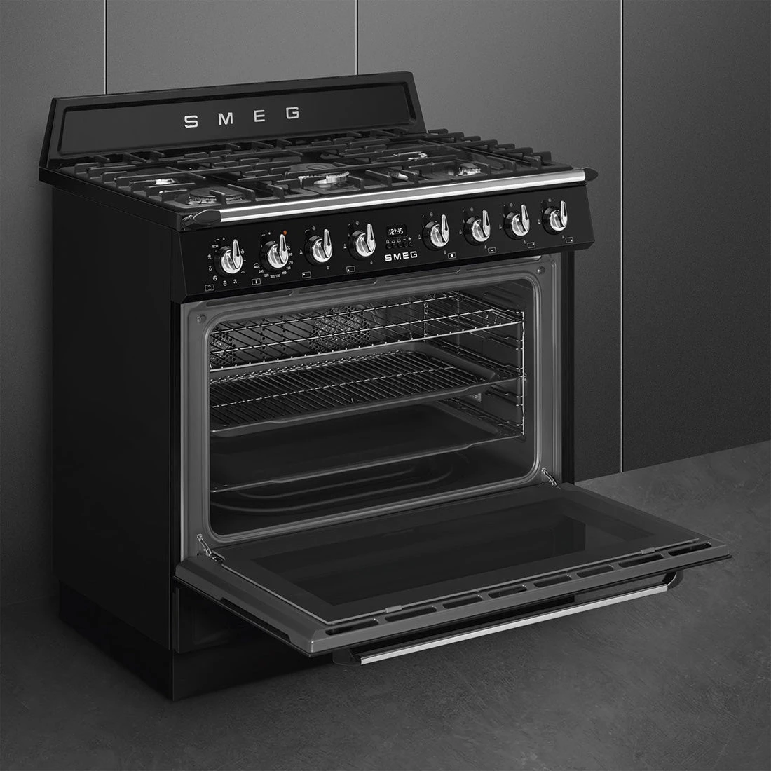 Smeg 90cm Victoria Dual Fuel MF Freestanding Cooker Black Smeg 90cm Victoria Dual Fuel MF Freestanding Cooker Black -Cook & Bathe TRA90GMBL 3