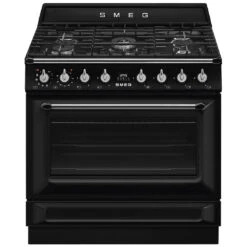 Smeg 90cm Victoria Dual Fuel Pyro Freestanding Cooker Black