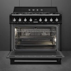 Smeg 90cm Victoria Dual Fuel Pyro Freestanding Cooker Black -Cook & Bathe TRA90GPBL 2