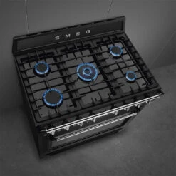 Smeg 90cm Victoria Dual Fuel Pyro Freestanding Cooker Black -Cook & Bathe TRA90GPBL 4