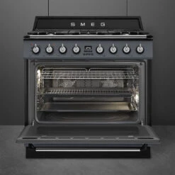 Smeg 90cm Victoria Dual Fuel Pyro Freestanding Cooker Slate Grey -Cook & Bathe TRA90GPGR 2