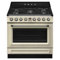Smeg 90cm Victoria Dual Fuel Pyro Freestanding Cooker Cream