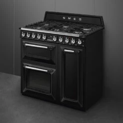 Smeg 90cm Victoria Dual Fuel Triple Cavity Cooker Black 2 Smeg 90cm Victoria Dual Fuel Triple Cavity Cooker Black -Cook & Bathe TRA93BL 2