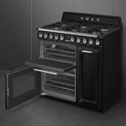 Smeg 90cm Victoria Dual Fuel Triple Cavity Cooker Black 5 Smeg 90cm Victoria Dual Fuel Triple Cavity Cooker Black -Cook & Bathe TRA93BL 4