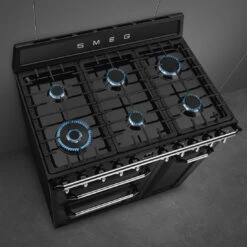 Smeg 90cm Victoria Dual Fuel Triple Cavity Cooker Black 6 Smeg 90cm Victoria Dual Fuel Triple Cavity Cooker Black -Cook & Bathe TRA93BL 5
