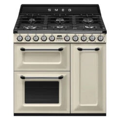 Smeg 90cm Victoria Dual Fuel Triple Cavity Cooker Cream