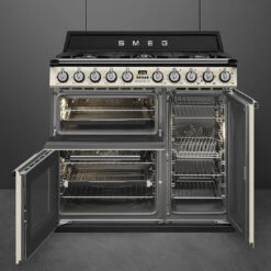 Smeg 90cm Victoria Dual Fuel Triple Cavity Cooker Cream -Cook & Bathe TRA93P 1