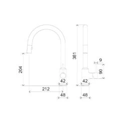 Villeroy & Boch Villeroy And Boch Vita Kitchen Mixer Pull Out Spray Brushed Nickel -Cook & Bathe TVK0214180 SpecSheet Web