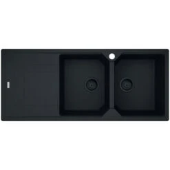 Franke Urban Fragranite Matte Black Topmount Double Bowl Sink With Left Hand Drainer
