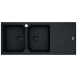 Franke Urban Fragranite Matte Black Topmount Double Bowl Sink With Right Hand Drainer