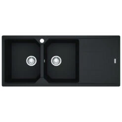 Franke Urban Fragranite Onyx Topmount Double Bowl Sink With Right Hand Drainer
