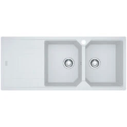 Franke Urban Fragranite Polar White Topmount Double Bowl Sink With Left Hand Drainer