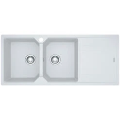 Franke Urban Fragranite Polar White Topmount Double Bowl Sink With Right Hand Drainer