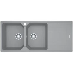 Franke Urban Fragranite Stone Grey Topmount Double Bowl Sink With Right Hand Drainer