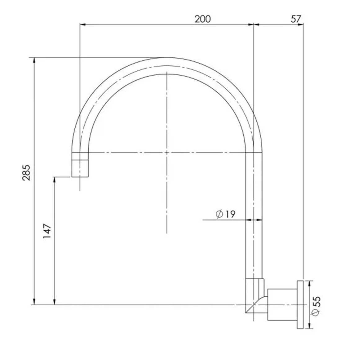 Phoenix Vivid Pin Lever Wall Sink Outlet 200mm Gooseneck Chrome Phoenix Vivid Pin Lever Wall Sink Outlet 200mm Gooseneck Chrome -Cook & Bathe VP073CHR spec web