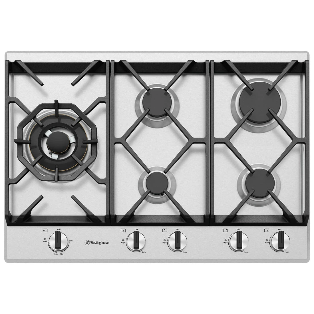 Westinghouse 75cm 5 Burner Stainless Steel Gas Cooktop Westinghouse 75cm 5 Burner Stainless Steel Gas Cooktop -Cook & Bathe WHG758SC