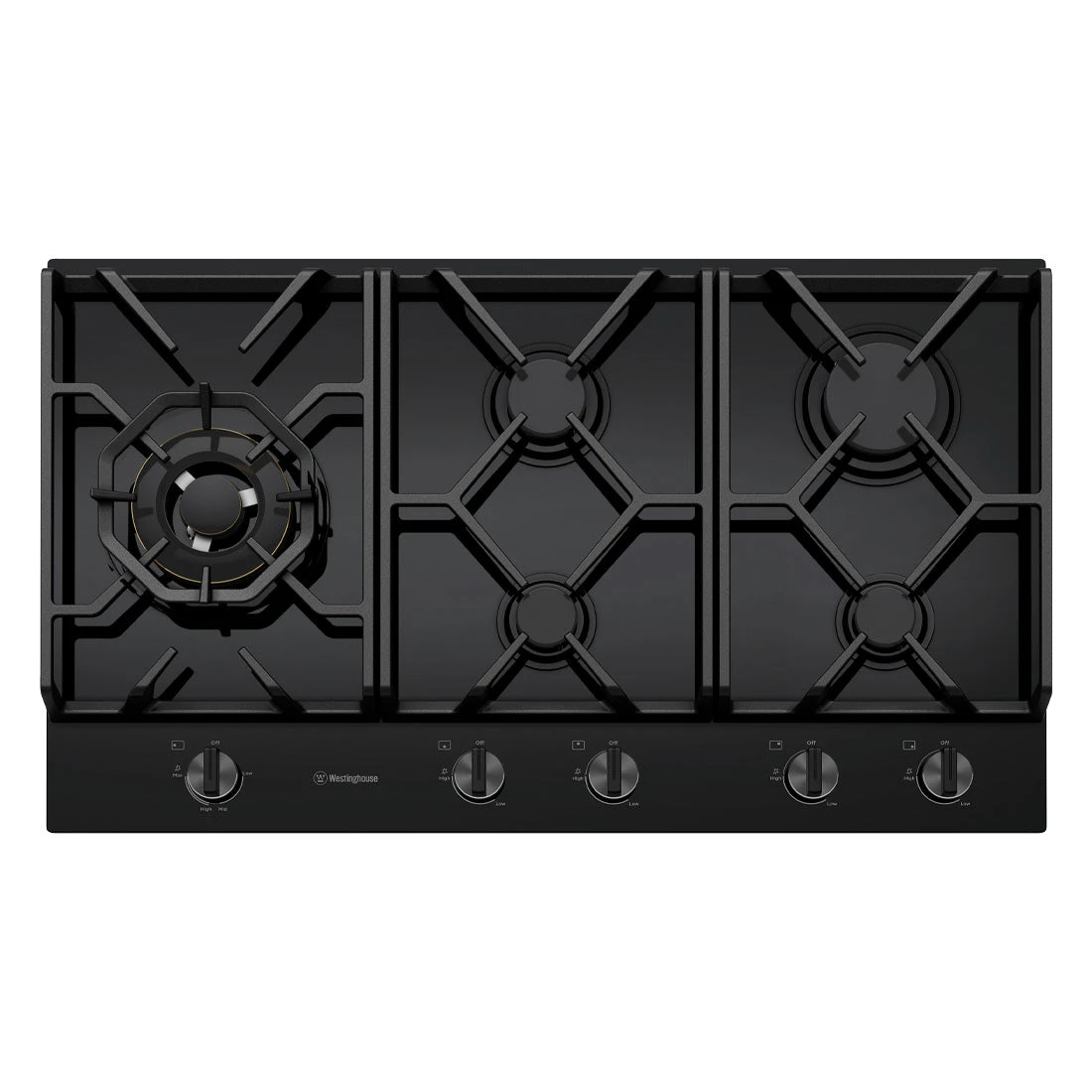 Westinghouse 90cm 5 Burner Black Ceramic Glass Gas Cooktop Westinghouse 90cm 5 Burner Black Ceramic Glass Gas Cooktop -Cook & Bathe WHG959BD