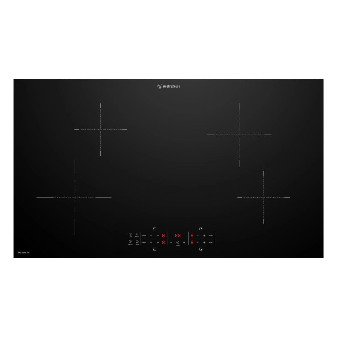 Westinghouse 90cm 4 Zone PowerLite Induction Cooktop Westinghouse 90cm 4 Zone PowerLite Induction Cooktop -Cook & Bathe WHI942BE