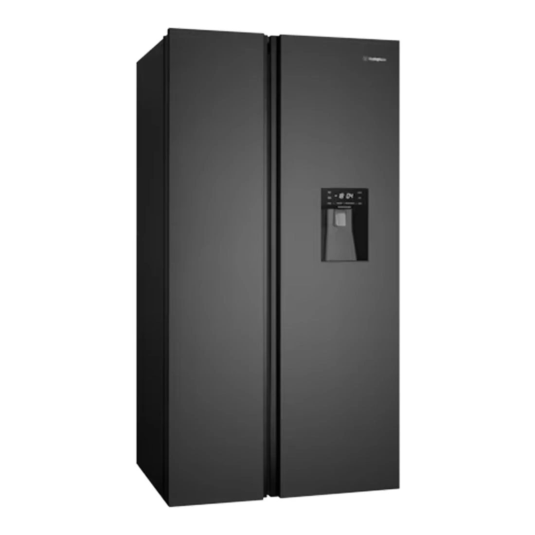 Westinghouse 619L Side By Side Fridge Matte Charcoal Black Westinghouse 619L Side By Side Fridge Matte Charcoal Black -Cook & Bathe WSE6640BA