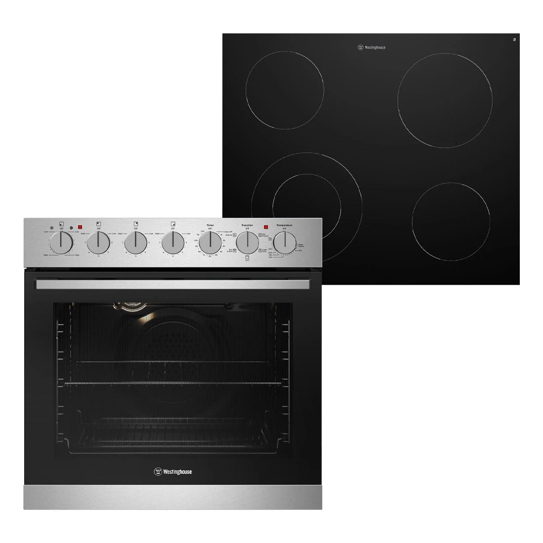 Westinghouse 60cm Multifunction 5 Oven with Ceramic Cooktop Westinghouse 60cm Multifunction 5 Oven With Ceramic Cooktop -Cook & Bathe WVE645SC 1
