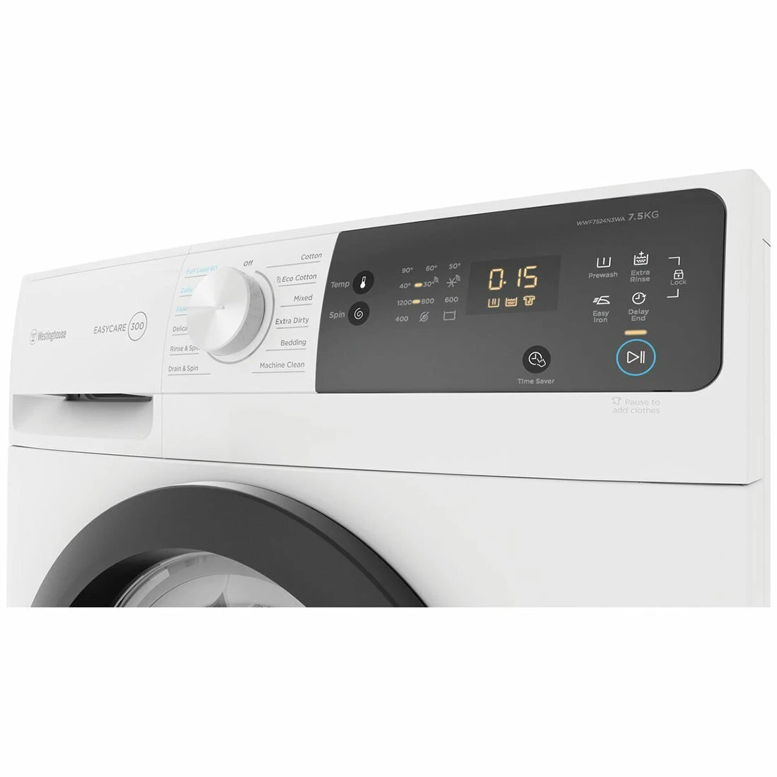 Westinghouse EasyCare 300 Series Front Load Washer 7.5kg White Westinghouse EasyCare 300 Series Front Load Washer 7.5kg White -Cook & Bathe WWF7524N3WA product3 web