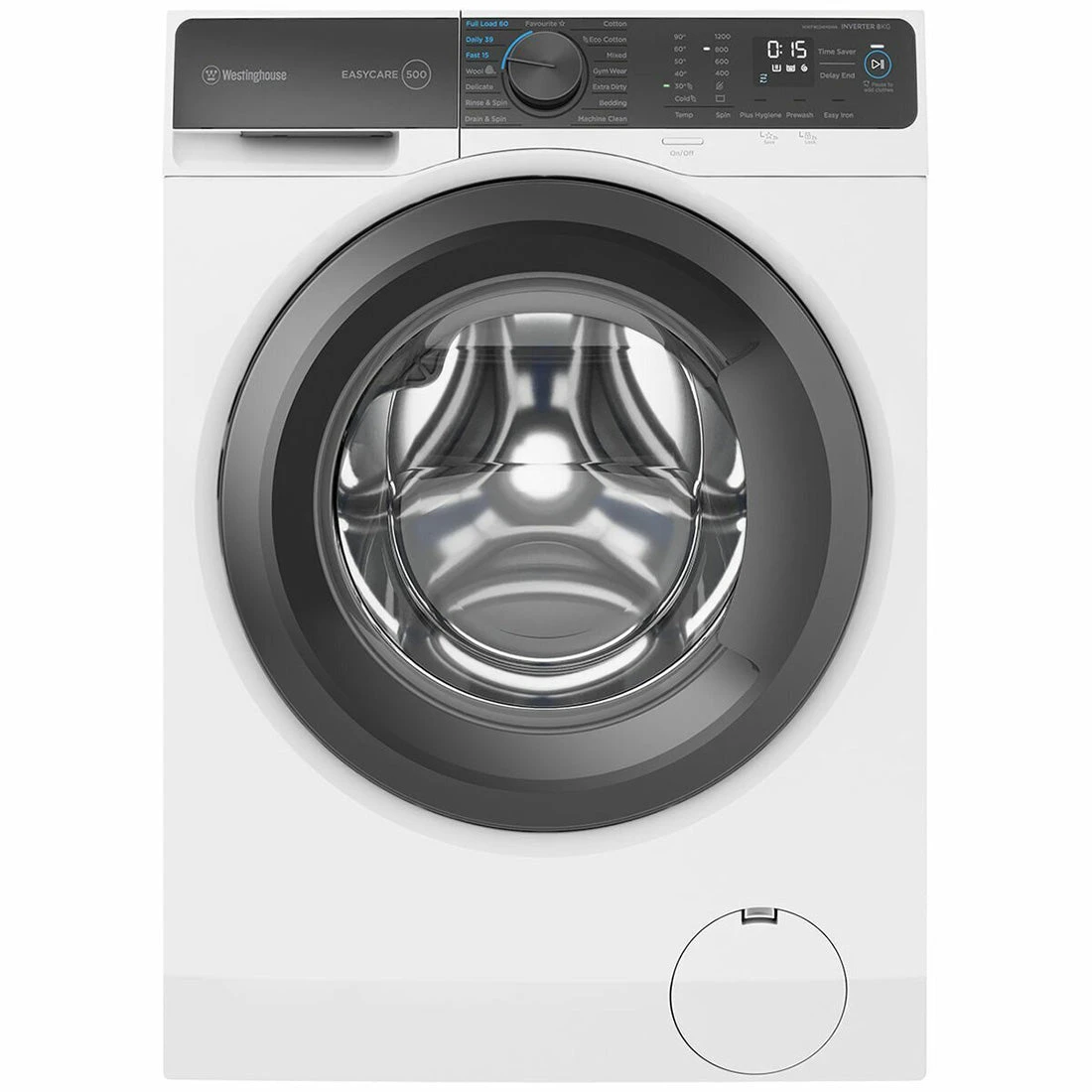 Westinghouse EasyCare Front Load Washer 8kg White Westinghouse EasyCare Front Load Washer 8kg White -Cook & Bathe WWF8024M5WA product1 web