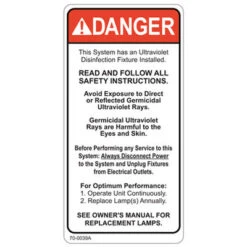 Atlantic UV 70-0039A - Danger Label For Duct 2 X 4"(Atlantic Uv 70 0039a Danger Label For Duct 24)