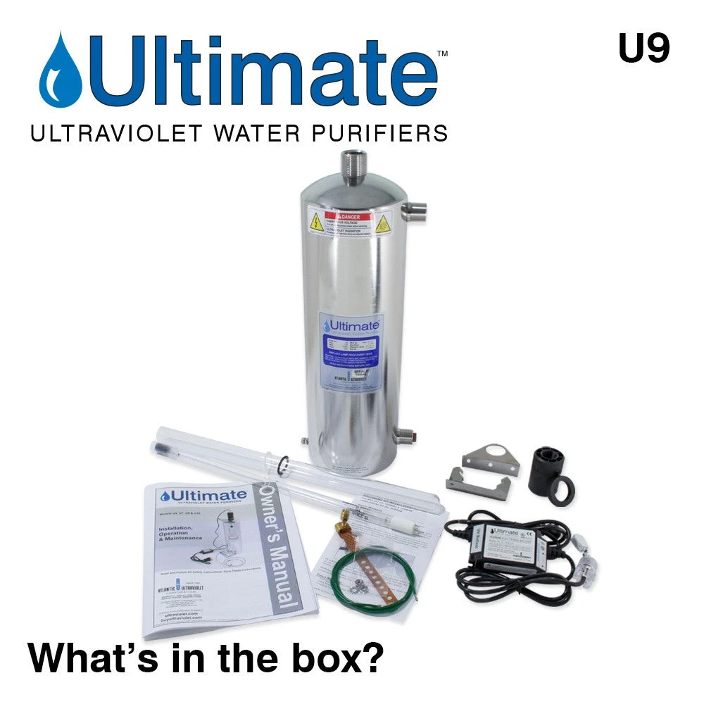Ultimate U9 Ultraviolet UVC Water Purifier - 9 GPM - 3/4" NPT Inlet/Outlet - Vertical Mount(Ultimate ultraviolet water purifiers 9 gpm lamp quartz sleeve included) Ultimate U9 Ultraviolet UVC Water Purifier - 9 GPM - 3/4" NPT Inlet/Outlet - Vertical Mount(Ultimate Ultraviolet Water Purifiers 9 Gpm Lamp Quartz Sleeve Included) -Cook & Bathe b2384db5e6979ff3dfe65b34e790