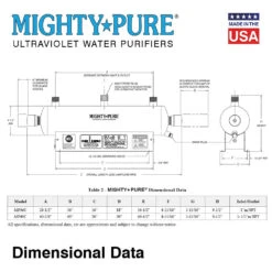 Mighty Pure MP36C UVC Water Purifier - 12 GPM - 1" NPT Inlet/Outlet(Mighty Pure Uv Water Purifiers 12 Gpm Lamp Quartz Sleeve Included) -Cook & Bathe dc69909e798caaa963b97f68ef6d 1525f11e db0d 4af2 b2ec e4edf8fb97d5