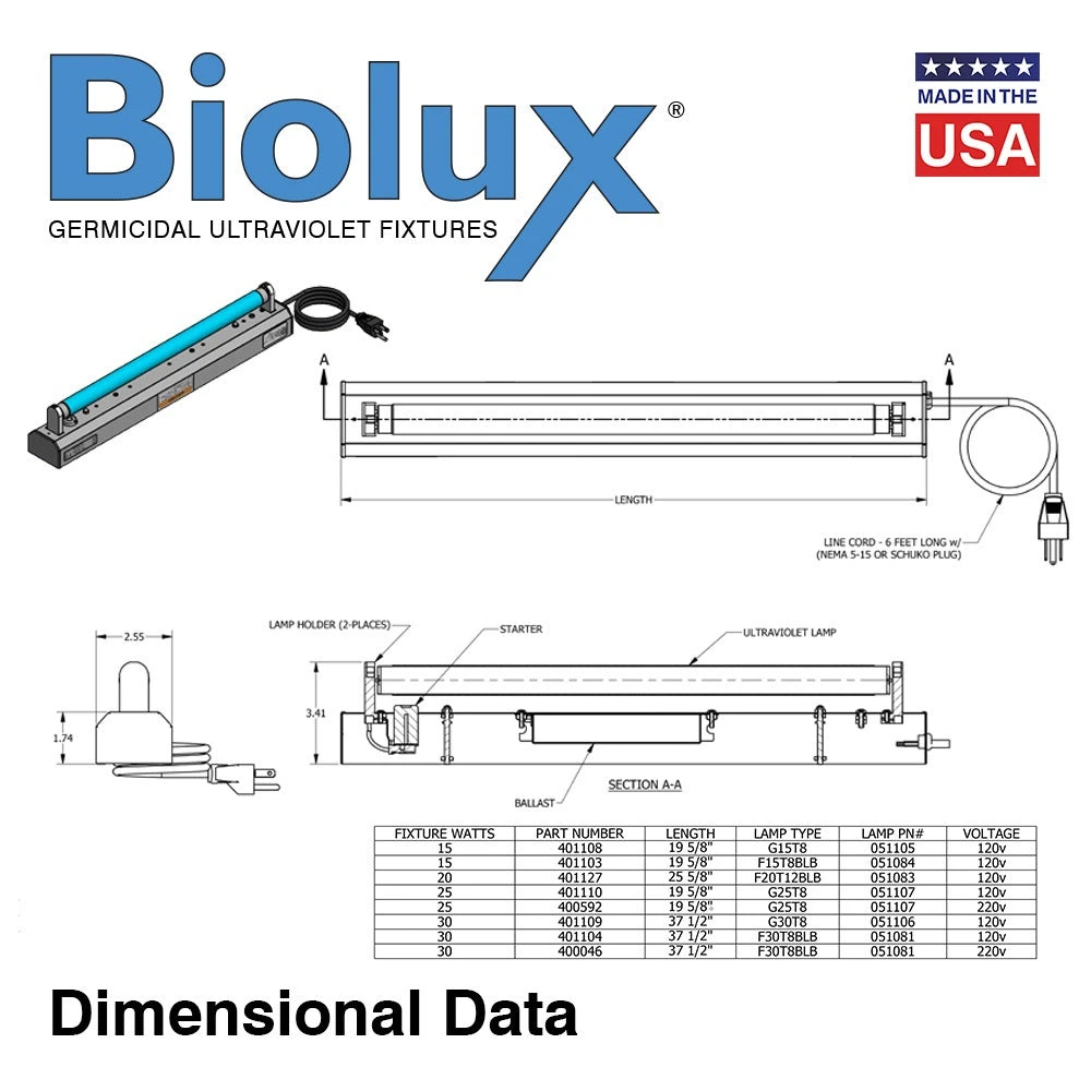 Biolux UVC Air and Surface Irradiating Strip Fixture - 5W UV Output - 19.5" Length(Biolux uv air and surface irradiating strip fixtures 25 watt fixture) Biolux UVC Air And Surface Irradiating Strip Fixture - 5W UV Output - 19.5" Length(Biolux Uv Air And Surface Irradiating Strip Fixtures 25 Watt Fixture) -Cook & Bathe e891d9b88d501d02999bf099496a