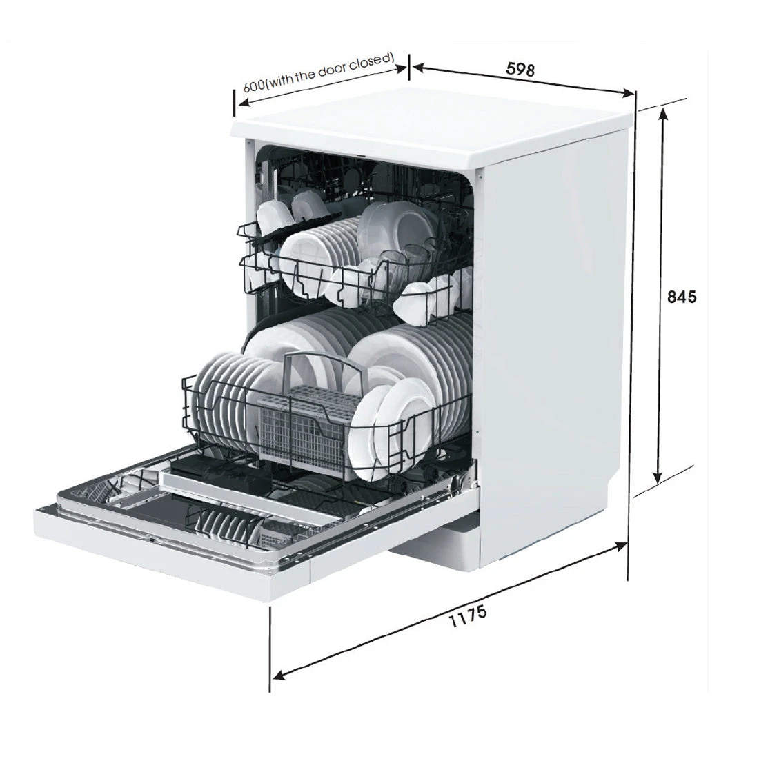 Euro Appliances Freestanding Dishwasher, 60cm, Black Euro Appliances Freestanding Dishwasher, 60cm, Black -Cook & Bathe ed614bk spec