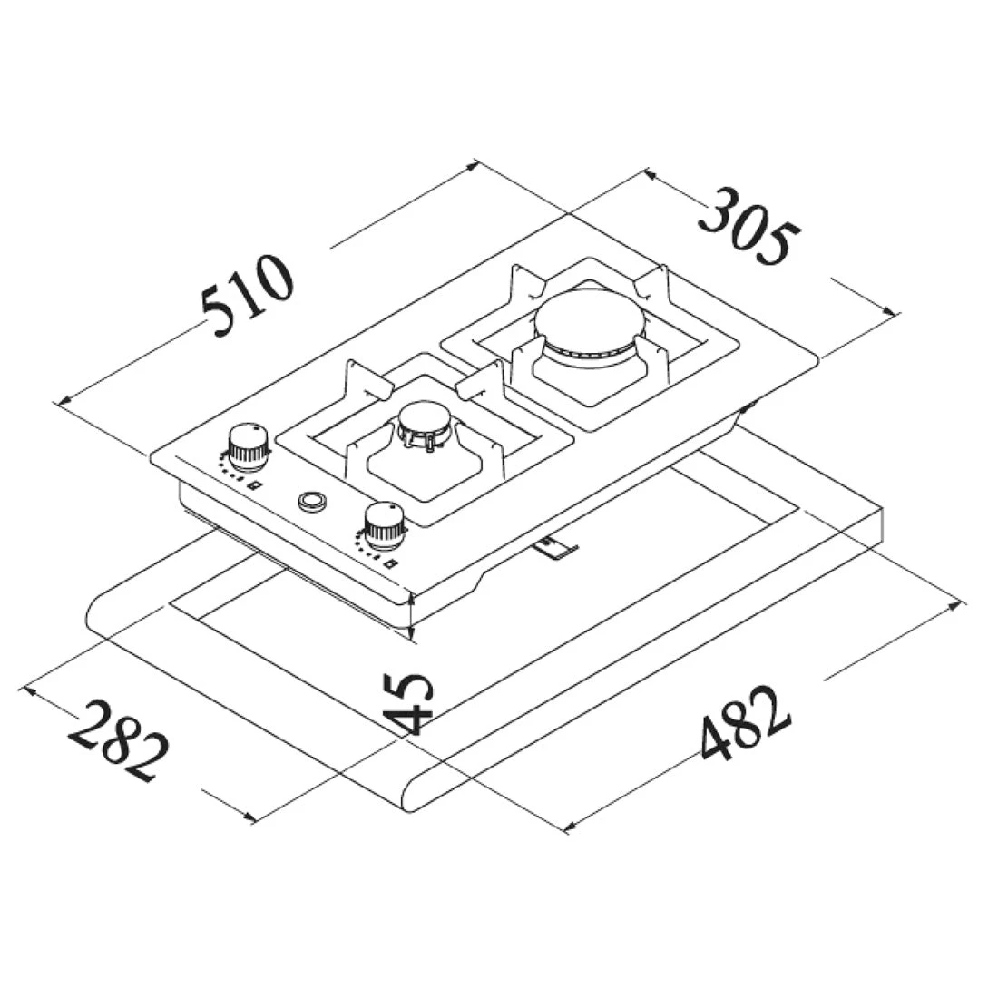 Euro Alfresco Domino Gas Wok Cooktop, Stainless Steel, 30cm Euro Alfresco Domino Gas Wok Cooktop, Stainless Steel, 30cm -Cook & Bathe