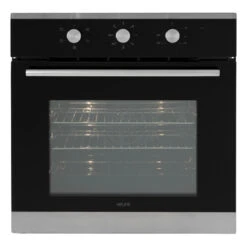 Euro Appliances Fan Forced Oven, Black With Stainless Steel, 60cm