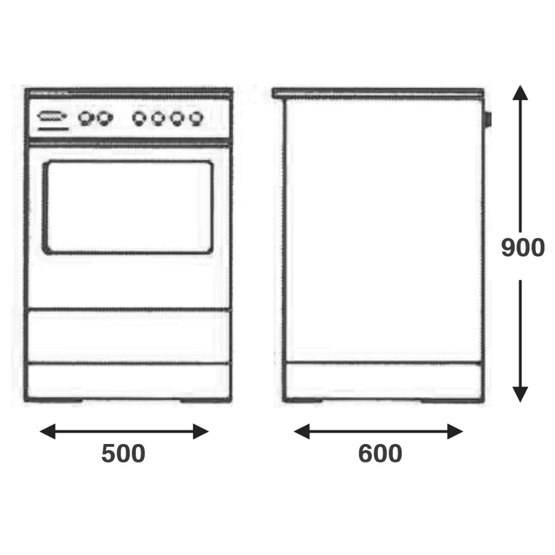 Euro Appliances Electric Freestanding Oven, White, 50cm Euro Appliances Electric Freestanding Oven, White, 50cm -Cook & Bathe ev500ewh spec