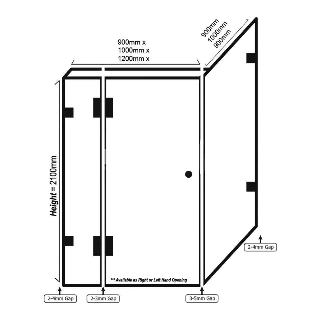 Bourne Victoria 900mm Fully Frameless Shower Screen Bourne Victoria 900mm Fully Frameless Shower Screen -Cook & Bathe fsl900 spec web