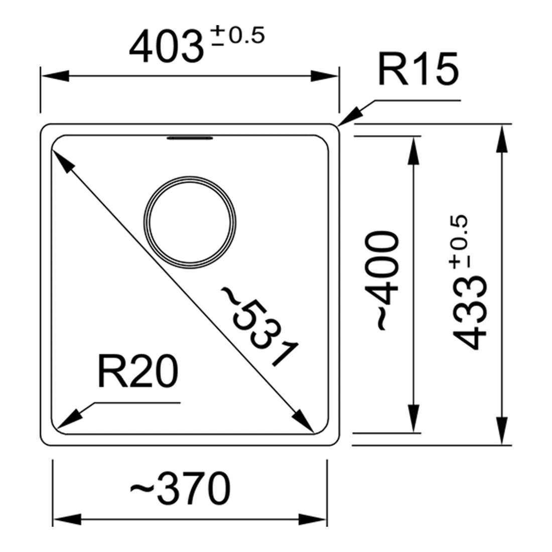 Franke Maris Granite Single Bowl, 370mm, Undermount, Onyx Franke Maris Granite Single Bowl, 370mm, Undermount, Onyx -Cook & Bathe mrg210 37b mb spec web 2
