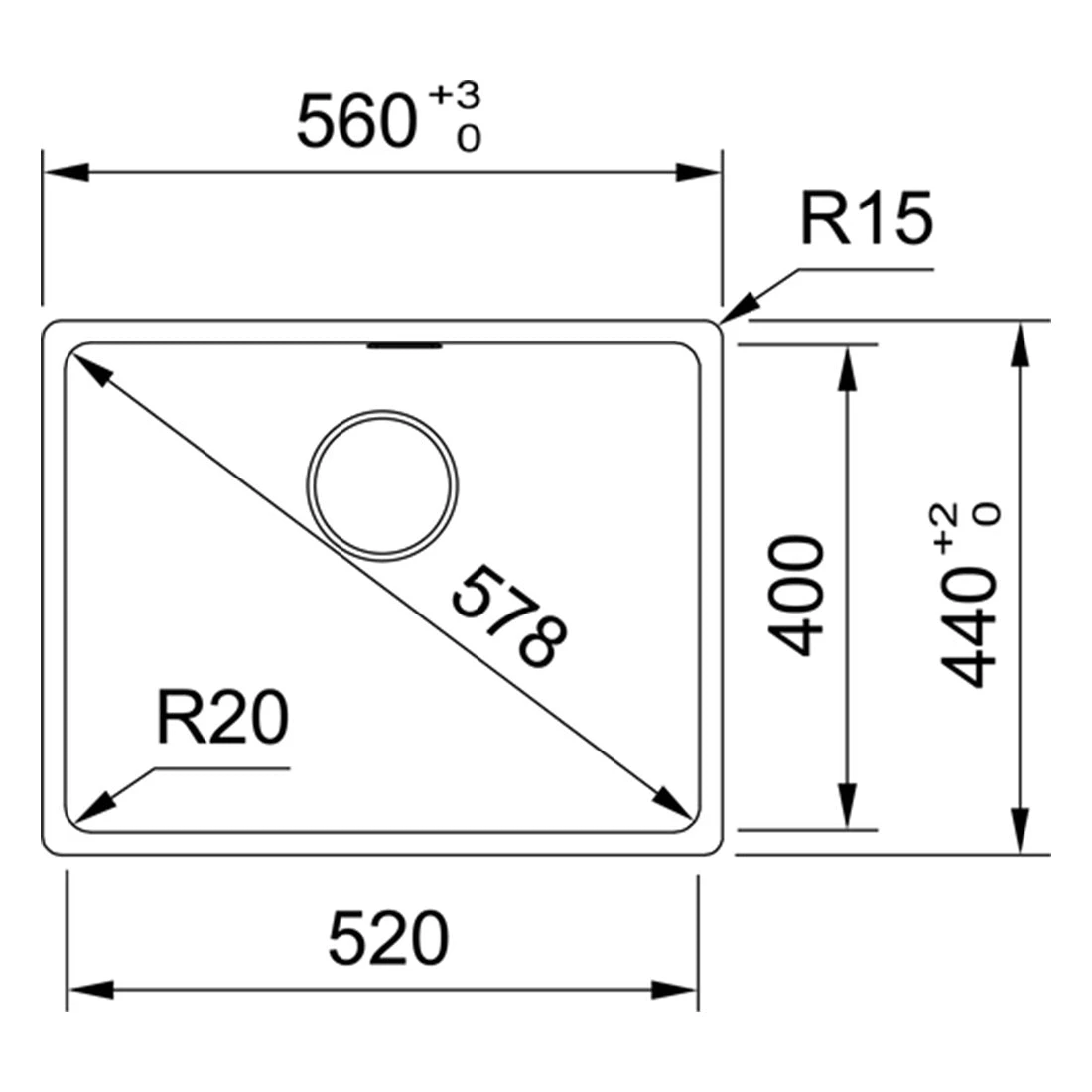 Franke Maris Granite Single Bowl 520mm Topmount Polar White Franke Maris Granite Single Bowl 520mm Topmount Polar White -Cook & Bathe mrg610 52b pw spec web