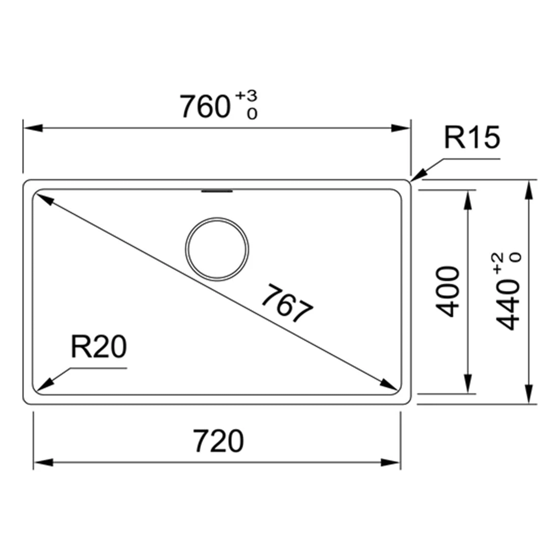 Franke Maris Granite Single Bowl 720mm Topmount Matte Black Franke Maris Granite Single Bowl 720mm Topmount Matte Black -Cook & Bathe mrg610 72b on spec web 1
