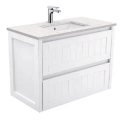 Fienza Sarah Bianco Marble Undermount 900 Hampton Wall-Hung Vanity