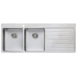 Oliveri Sonetto Double Left Hand Bowl Sink With Drainer 1 Taphole