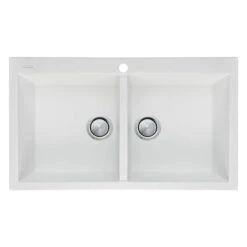 Oliveri Santorini White Double Bowl Topmount Sink