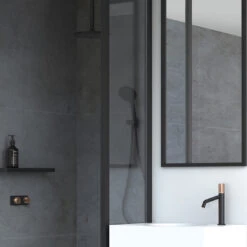 Phoenix Vivid Round Shower Rose | Matte Black | 230mm 3 Phoenix Vivid Round Shower Rose | Matte Black | 230mm -Cook & Bathe v527 10 lifestyle2 web