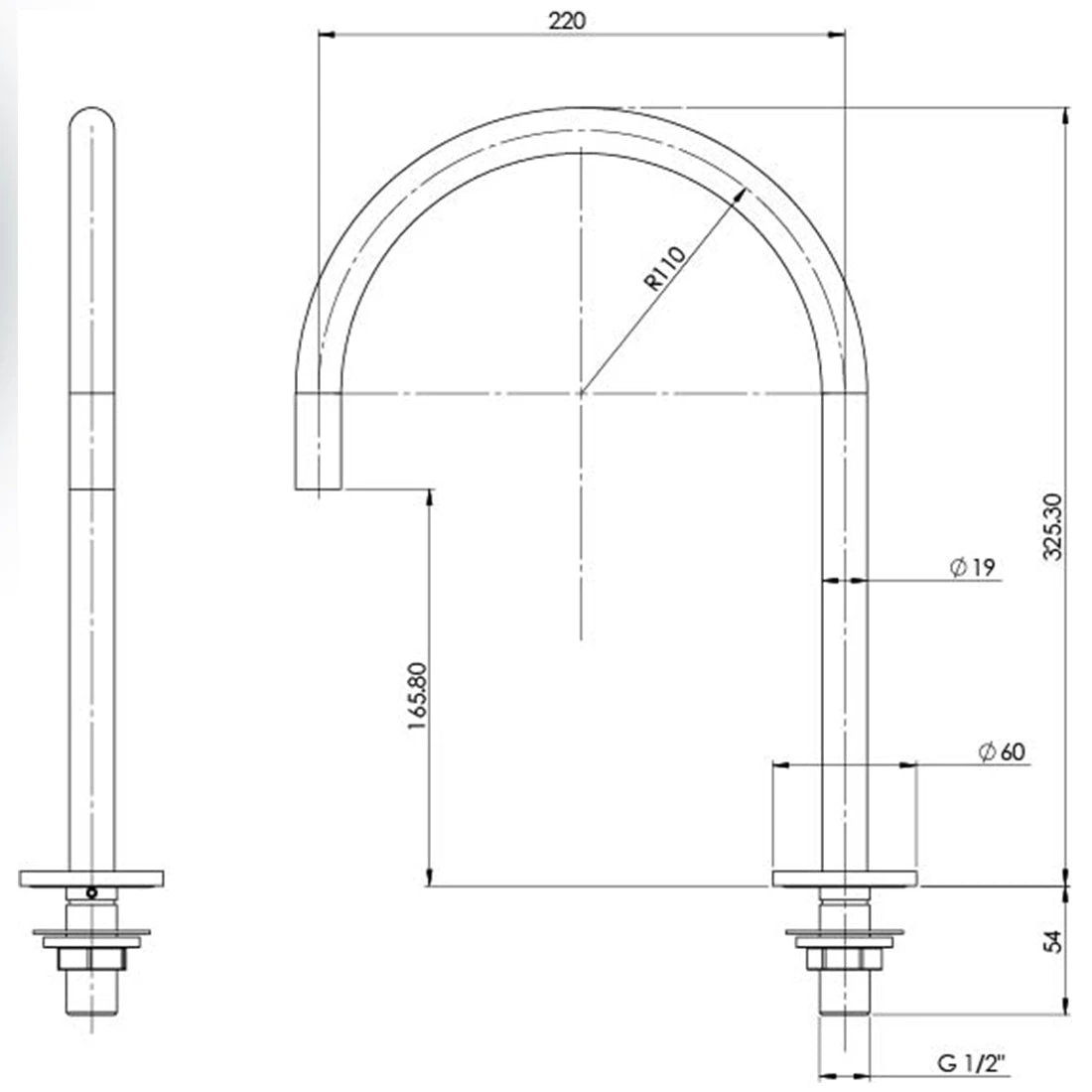 Phoenix Vivid Slimline Hob Sink Outlet 220mm Gooseneck Brushed Nickel Phoenix Vivid Slimline Hob Sink Outlet 220mm Gooseneck Brushed Nickel -Cook & Bathe vs0720 spec web
